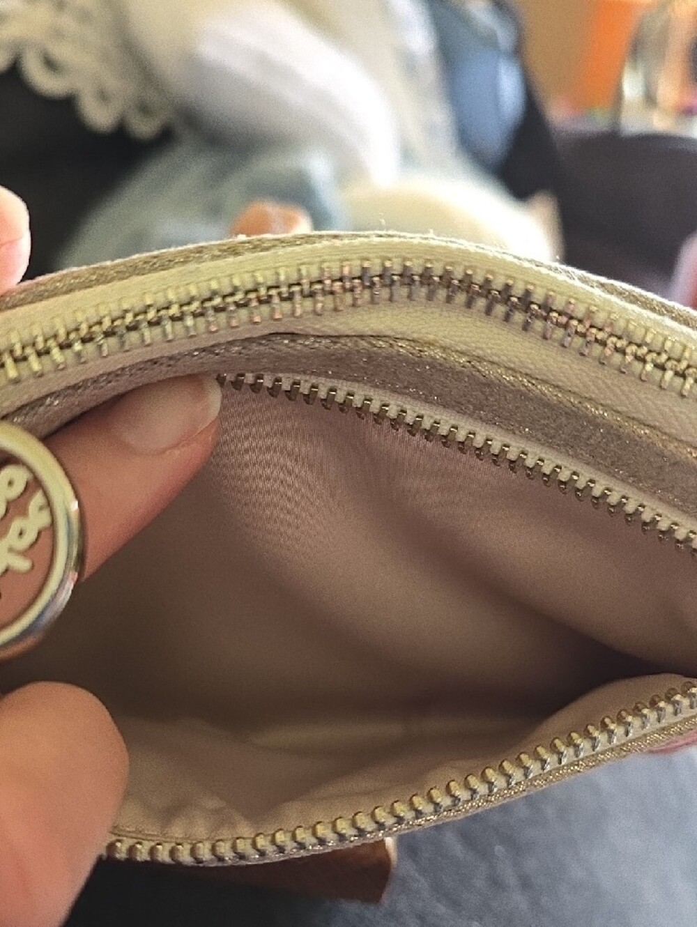 Coach Poppy Signature Canvas Wristlet with Pink, Orange & Gold Accents, EUC - Picture 6 of 13
